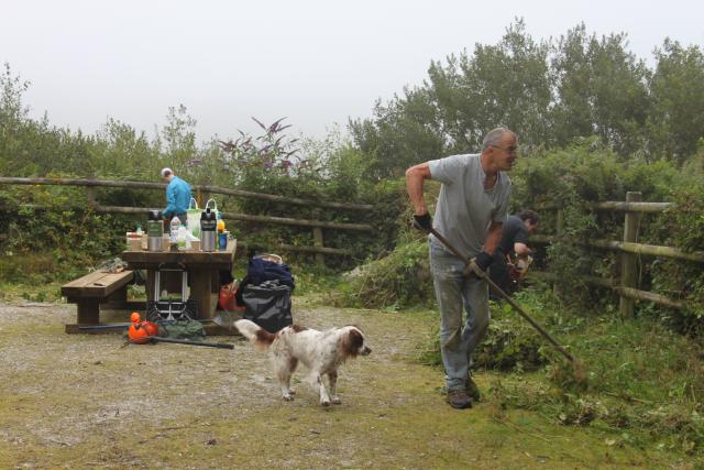 Volunteers clearing the picnic area